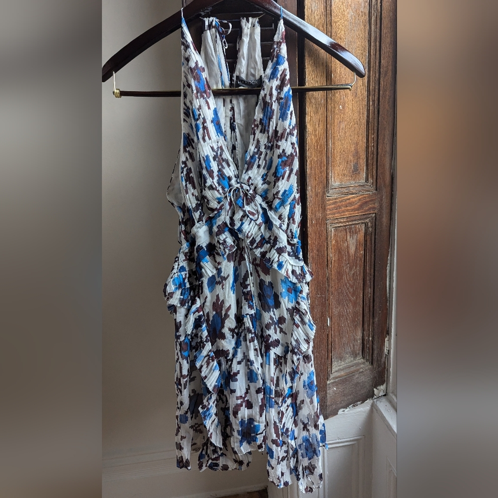 Thakoon Mini Halter Dress Blue and White